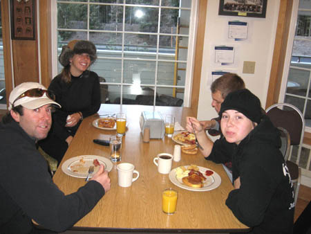 Bates ski team at breakfast