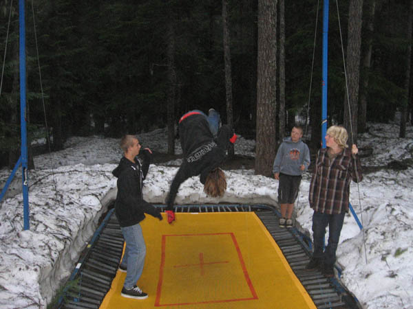 session 1 trampoline in the snow