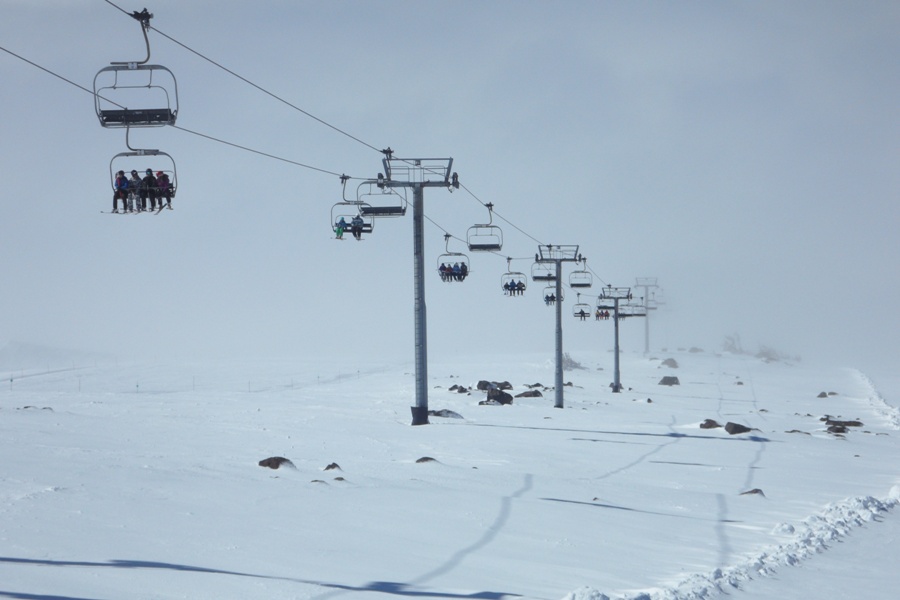 chairlift out of the fog